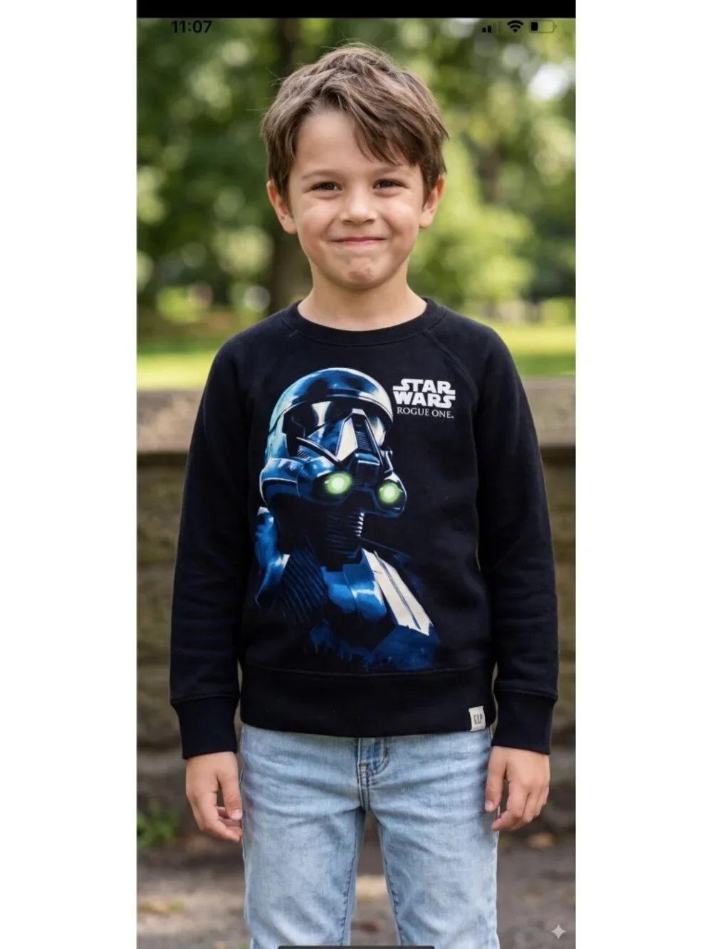 Gap Star Wars Rogue One Crewneck Sweatshirt Black Size S (6-7) Back To School